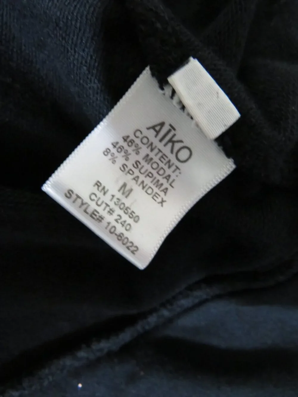 Aiko size Medium Full Zip Black Hoodie Ruffle Hem Slit Fit Basic Casual